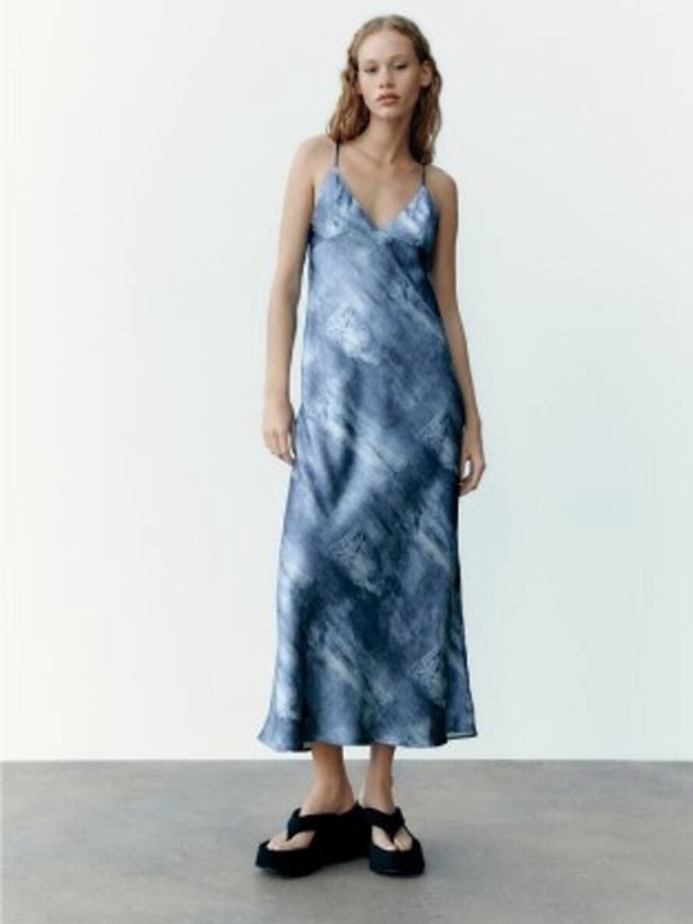 NWOT Zara Denim Print Slip Dress